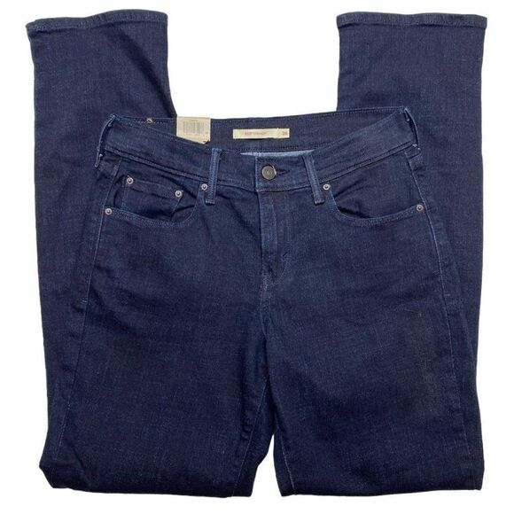 Levi's 505 Straight Jeans Women's 26 Short Dark Navy Blue Super-Stretch Mid-Rise - Picture 1 of 12